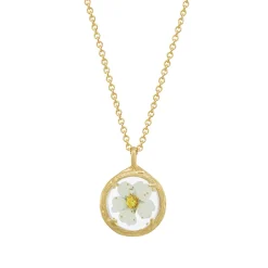 Tomfoolery Gold Mini Glass Floral Necklace in Bridal Wreath Online