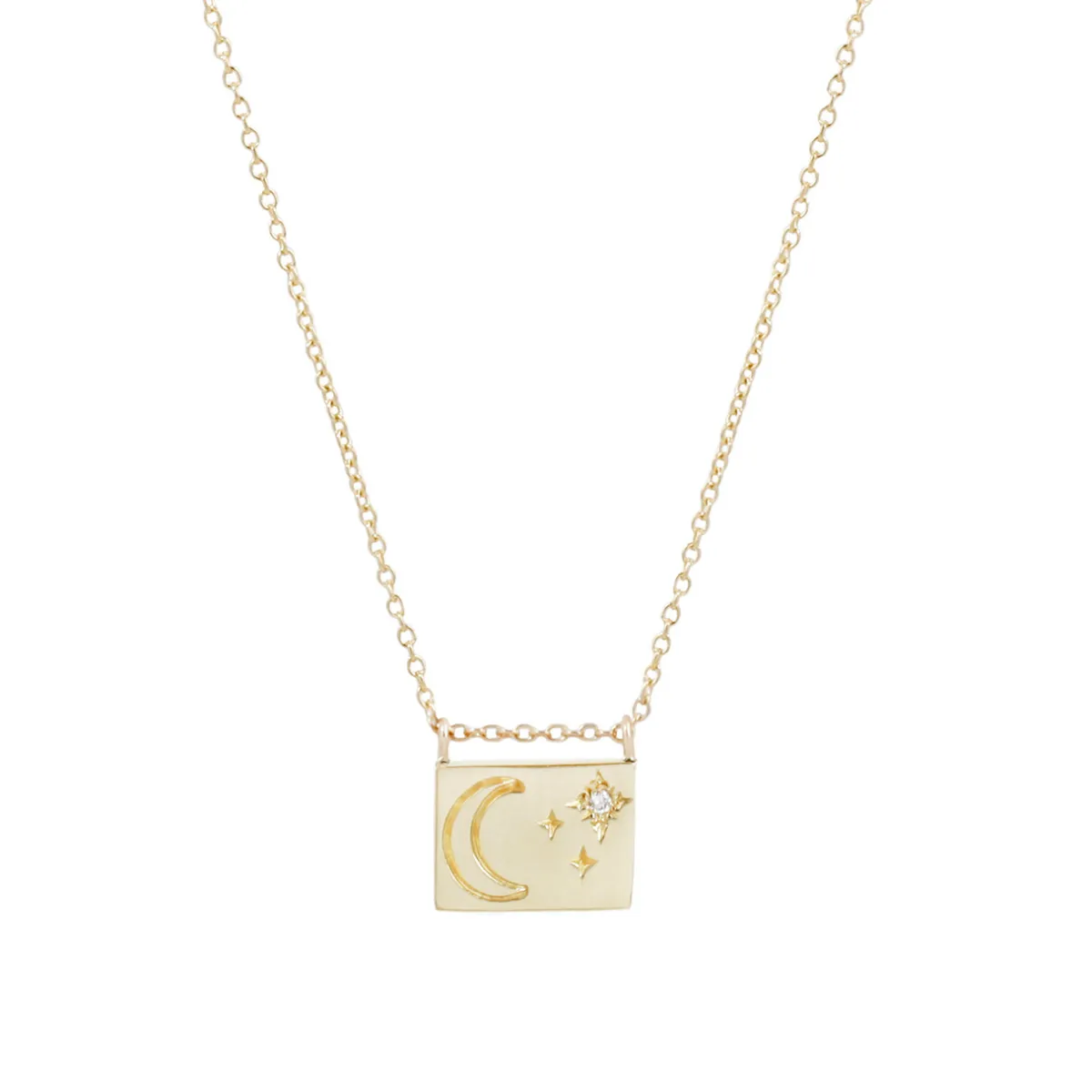 Tomfoolery Gold Moon & Stars Postcard Charm Necklace Fashion