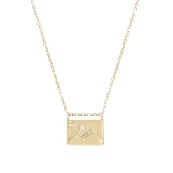 Tomfoolery Gold Mountain Postcard Charm Necklace Clearance