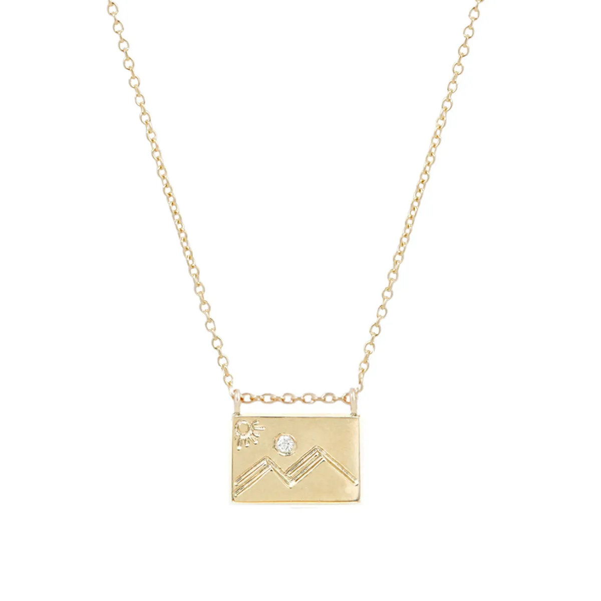 Tomfoolery Gold Mountain Postcard Charm Necklace Clearance