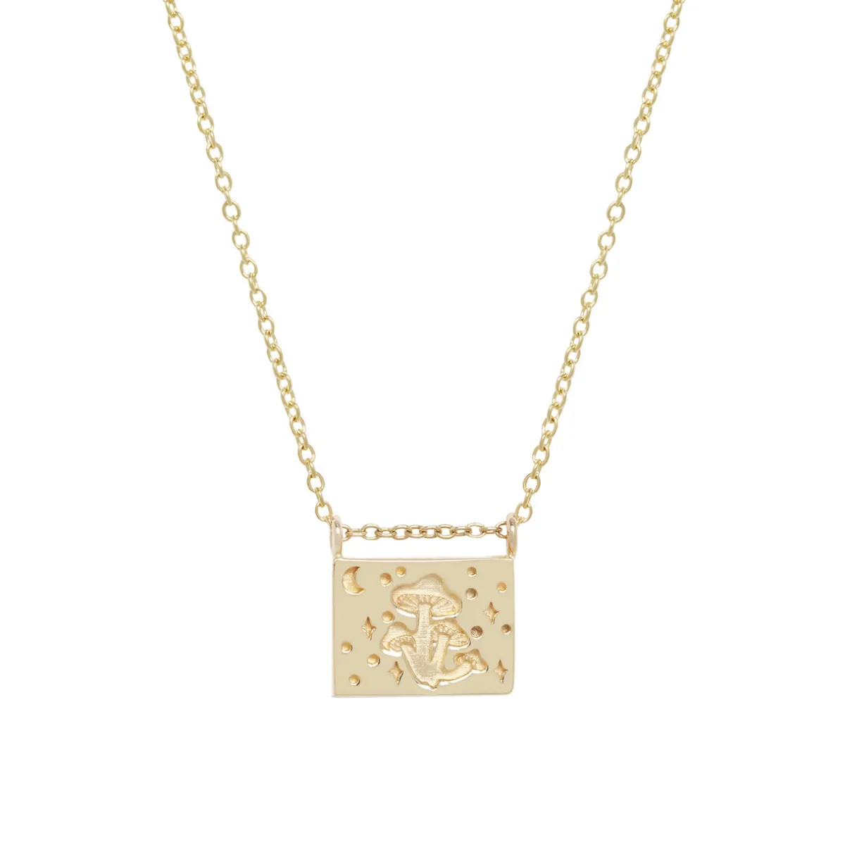 Tomfoolery Gold Mushroom Postcard Charm Necklace Clearance