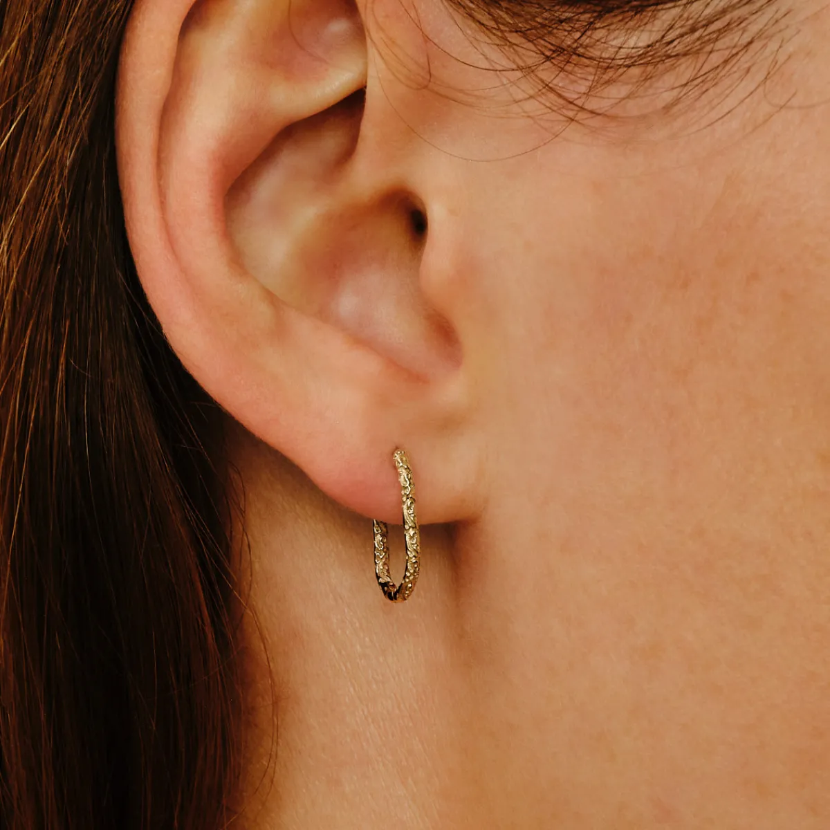 Tomfoolery Gold Oval Engraved Hoop Clearance