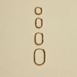 Tomfoolery Gold Oval Engraved Hoop Clearance