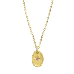 Tomfoolery Gold Oval Veteris Pink Sapphire Pendant Hot