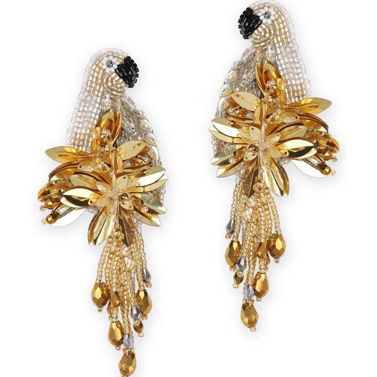 Tomfoolery Gold Parrot Beaded Earrings Outlet