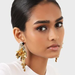 Tomfoolery Gold Parrot Beaded Earrings Outlet