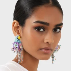 Tomfoolery Gold Parrot Beaded Earrings Outlet
