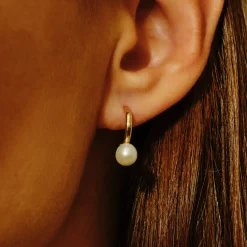 Tomfoolery Gold Pearl Hoops Online