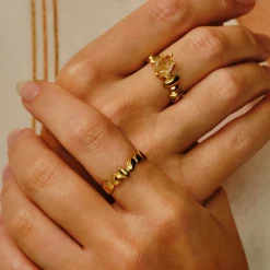 Tomfoolery Gold Pebble Balance Ring Discount