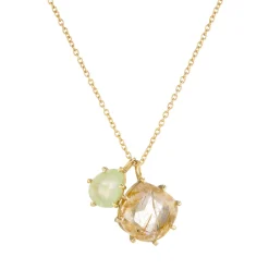 Tomfoolery Gold Pebble Duo Gemstone Pendant Clearance
