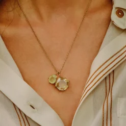 Tomfoolery Gold Pebble Duo Gemstone Pendant Clearance