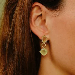 Tomfoolery Gold Pebble Duo Gemstone Drop Earrings Outlet