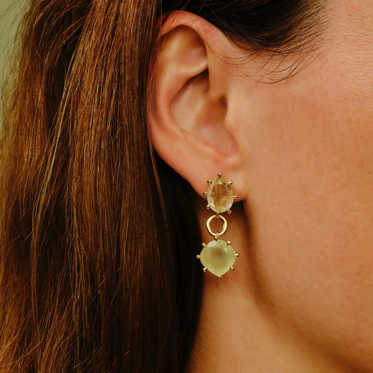 Tomfoolery Gold Pebble Duo Gemstone Drop Earrings Outlet