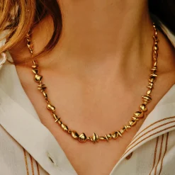 Tomfoolery Gold Pebble Full Necklace Clearance