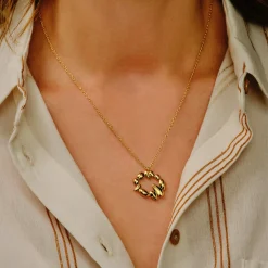 Tomfoolery Gold Pebble Halo Pendant Discount
