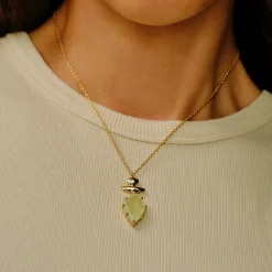 Tomfoolery Gold Pebble Prehnite Balance Pendant Online