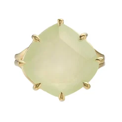 Tomfoolery Gold Pebble Prehnite Ring Clearance