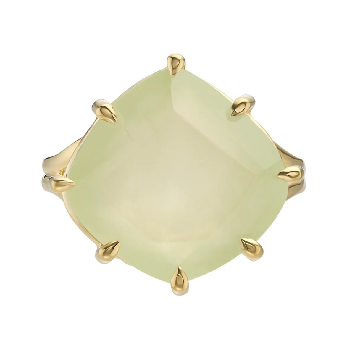 Tomfoolery Gold Pebble Prehnite Ring Clearance