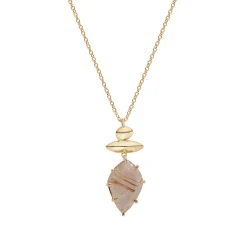 Tomfoolery Gold Pebble Rutilated Quartz Balance Pendant Discount