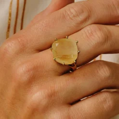 Tomfoolery Gold Pebble Rutilated Quartz Ring Sale