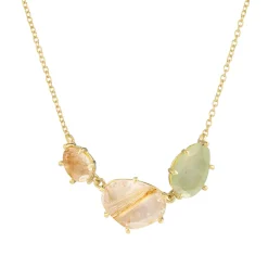 Tomfoolery Gold Pebble Trio Gemstone Necklace Hot