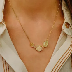 Tomfoolery Gold Pebble Trio Gemstone Necklace Hot