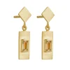 Tomfoolery Gold Plated Baguette Cut Gemstone Drop Earrings Fashion