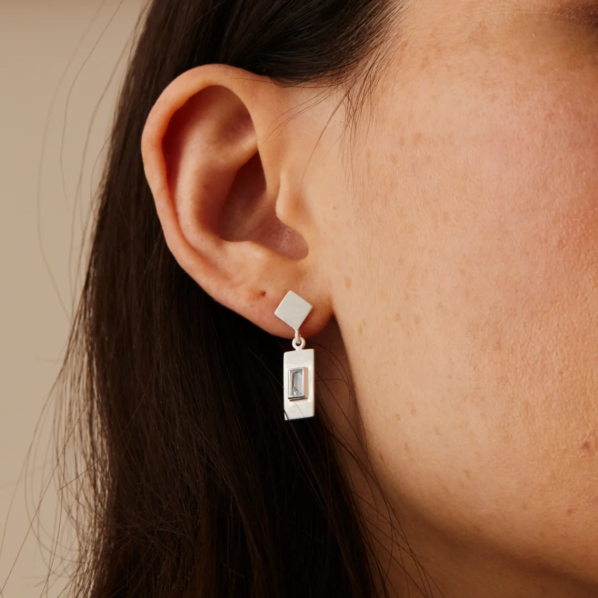 Tomfoolery Gold Plated Baguette Cut Gemstone Drop Earrings Fashion