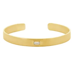 Tomfoolery Gold Plated Baguette Cut Gemstone Cuff Sale