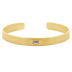 Tomfoolery Gold Plated Baguette Cut Gemstone Cuff Sale