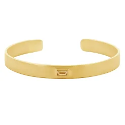Tomfoolery Gold Plated Baguette Cut Gemstone Cuff Sale