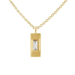Tomfoolery Gold Plated Baguette Cut Gemstone Pendant Hot