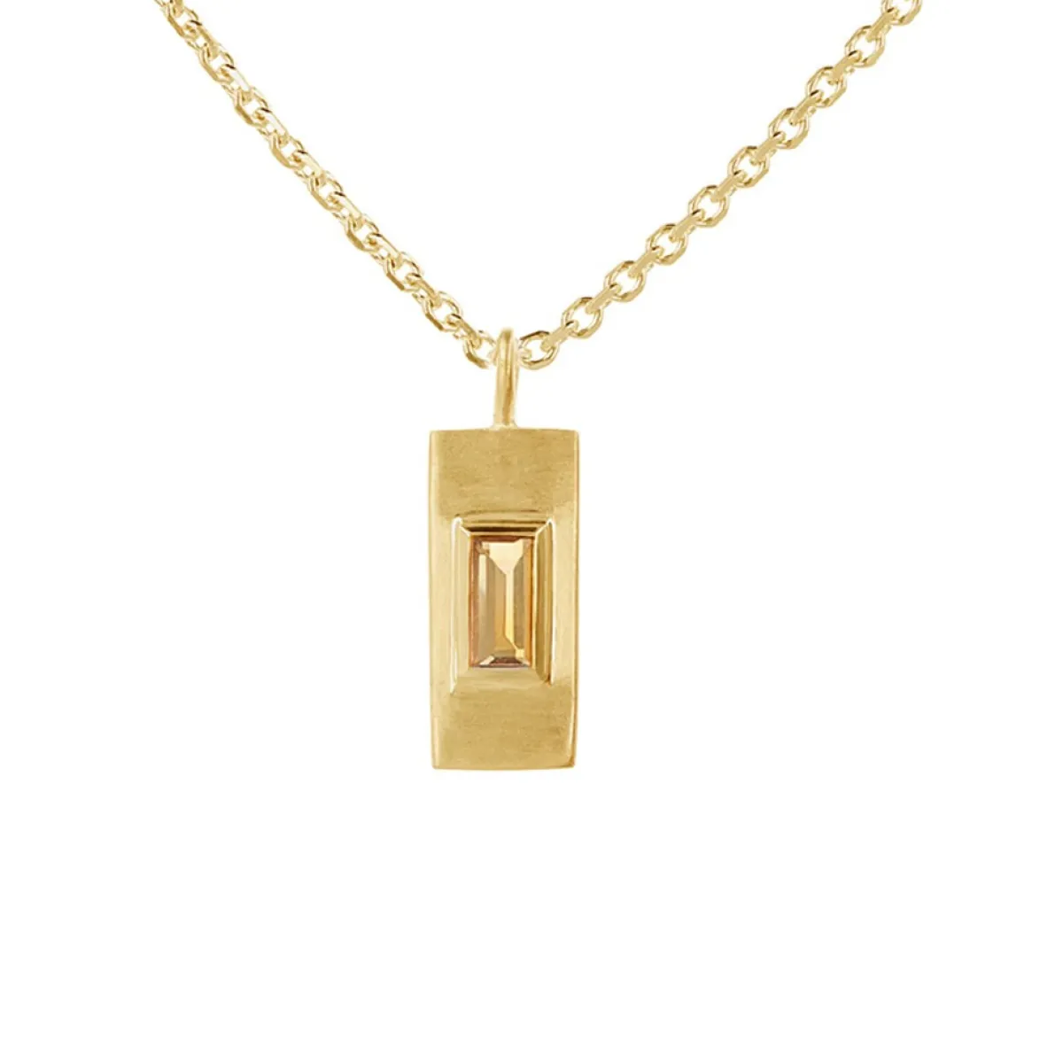 Tomfoolery Gold Plated Baguette Cut Gemstone Pendant Hot