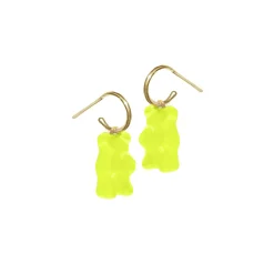 Tomfoolery Gold Plated Mini Gummy Bear Hoop Earrings New