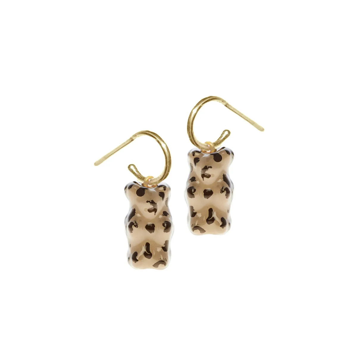 Tomfoolery Gold Plated Mini Leopard Gummy Bear Hoop Earrings Online