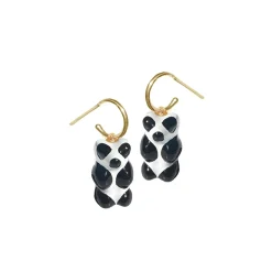 Tomfoolery Gold Plated Mini Panda Gummy Bear Hoop Earrings Clearance