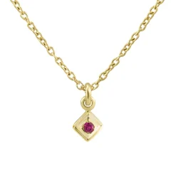 Tomfoolery Gold Plated Petite Square Gem Pendant Outlet