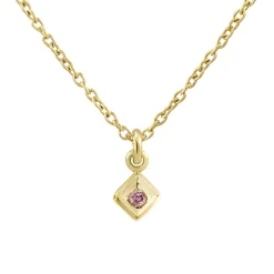 Tomfoolery Gold Plated Petite Square Gem Pendant Outlet