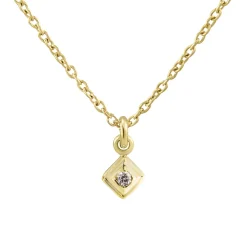 Tomfoolery Gold Plated Petite Square Gem Pendant Outlet