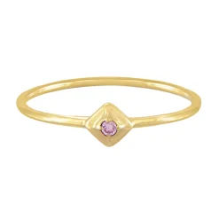 Tomfoolery Gold Plated Petite Square Stacking Gem Ring Clearance