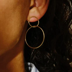 Tomfoolery Gold Plated Silver Drop Hoop Drop Stud Best