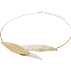 Tomfoolery Gold Plated Splatter Leaf Necklace Clearance