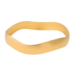 Tomfoolery Gold Plated Wide Wave Bangle Outlet