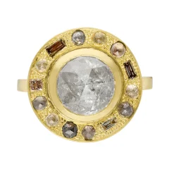 Tomfoolery Gold Puzzle 3.39ct Round Rose Cut Diamond Ring New