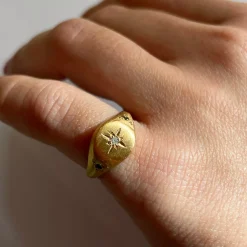 Tomfoolery Gold Signet Ring with Diamonds & Sapphires Discount
