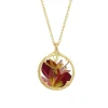 Tomfoolery Gold Small Floral Bouquet Pendant in Blush Hot