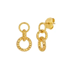 Tomfoolery Gold Sparkle Circle Drop Earrings Clearance