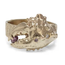 Tomfoolery Gold Spiky Crab Claw Ring New
