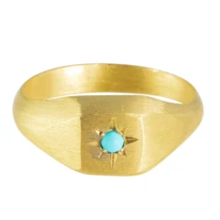Tomfoolery Gold Square Seal Ring with Turquoise Best