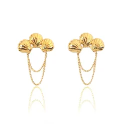 Tomfoolery Gold Triple Shell Earrings Outlet